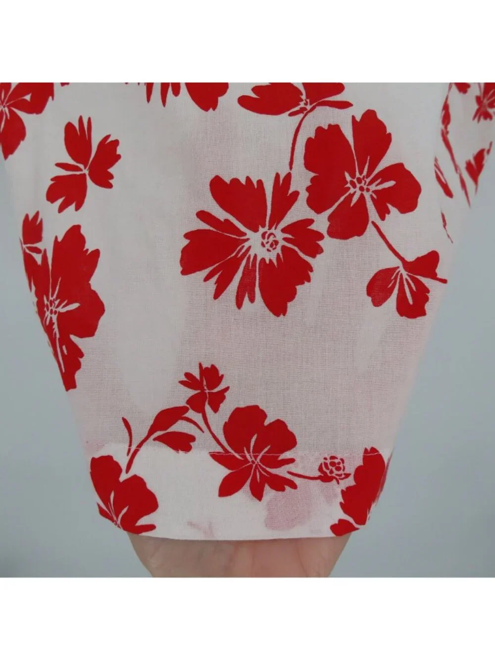 J Crew Women Large Red White Hibiscus Tropical Flower Ruffle Sleeve Tank Top NEW
